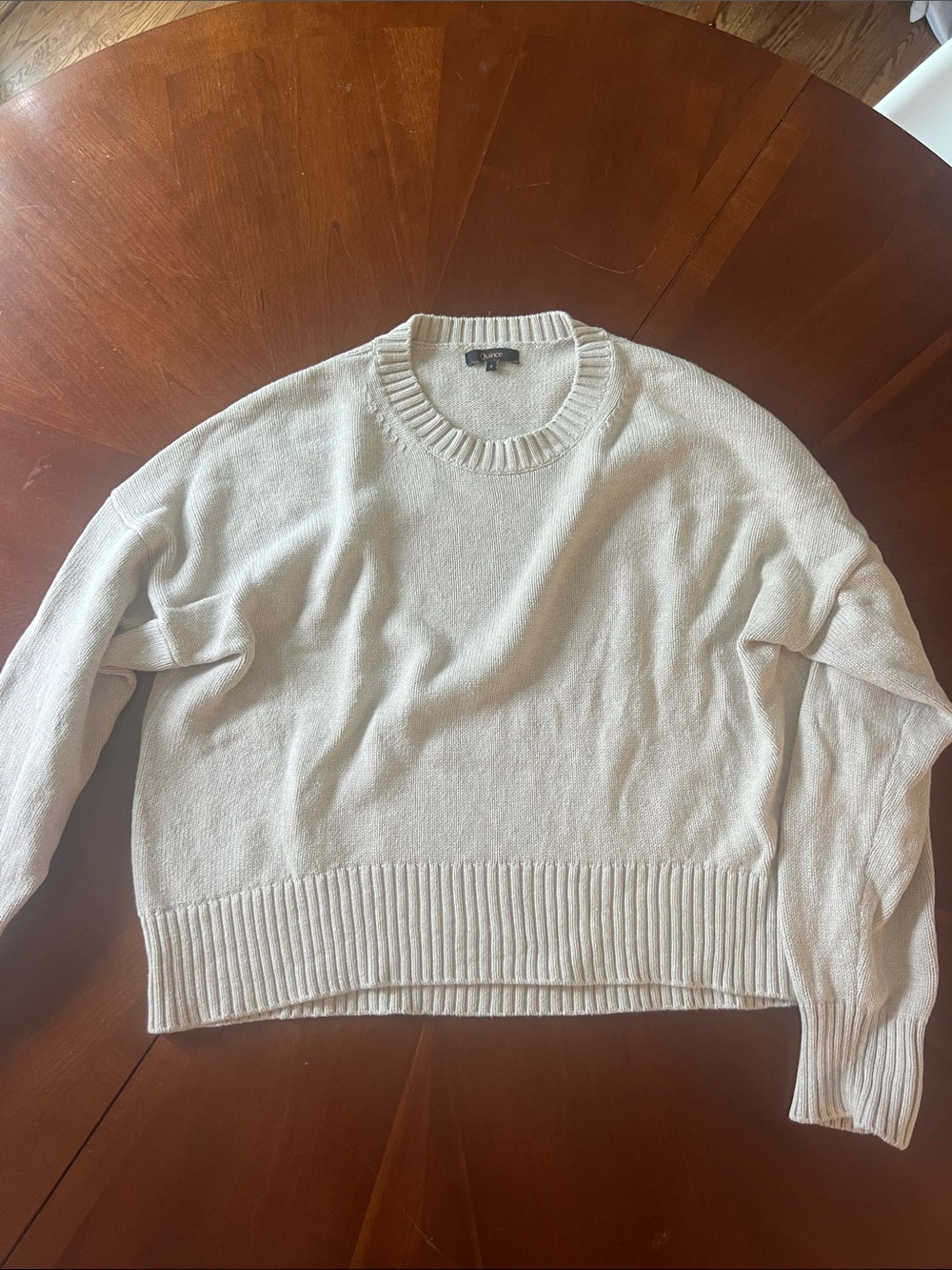 Quince 100% organic Cotton Boyfriend Sweater- speckled beige